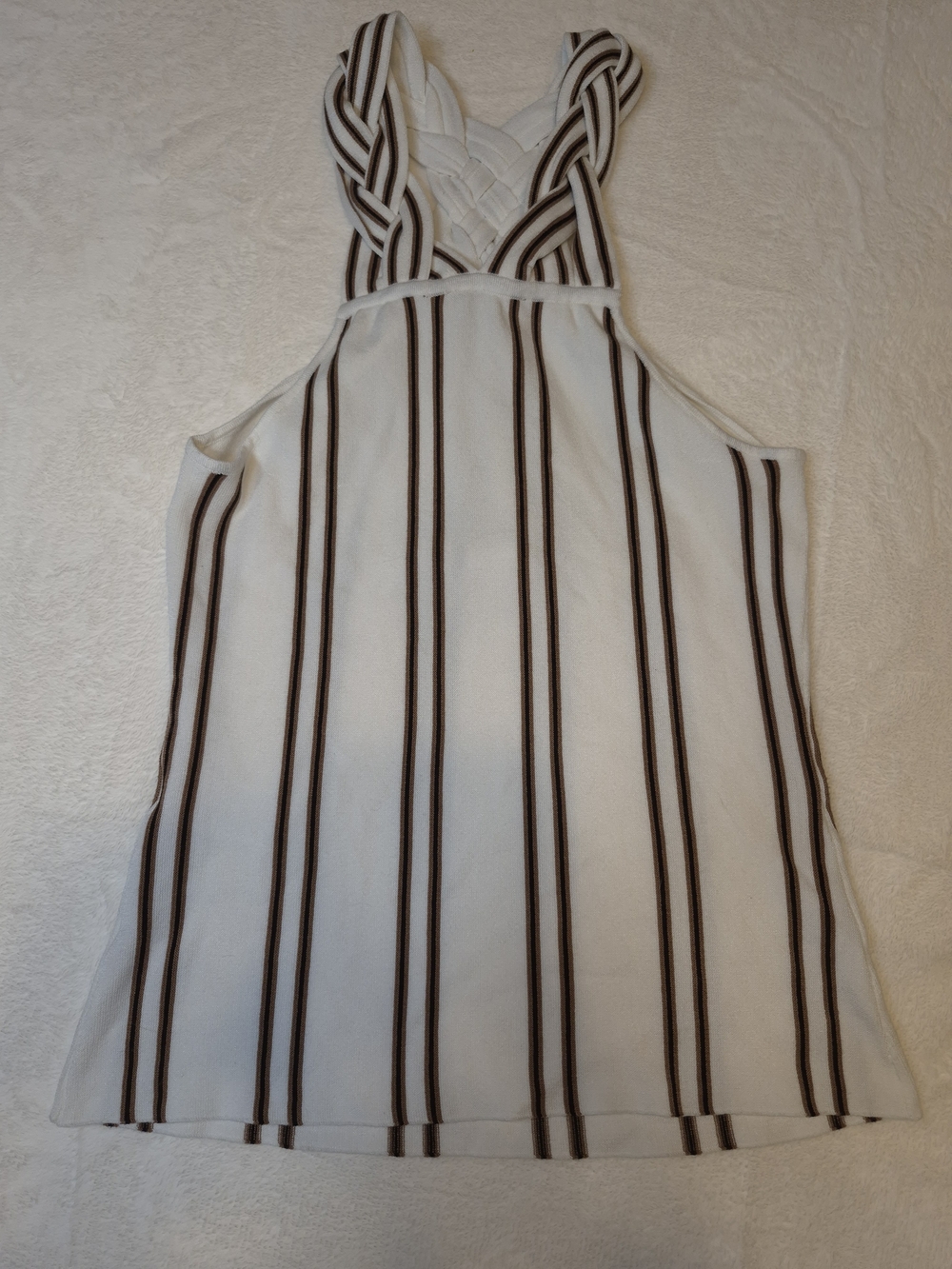 White House Black Market White Tank with Brown And Black Stripe Detail